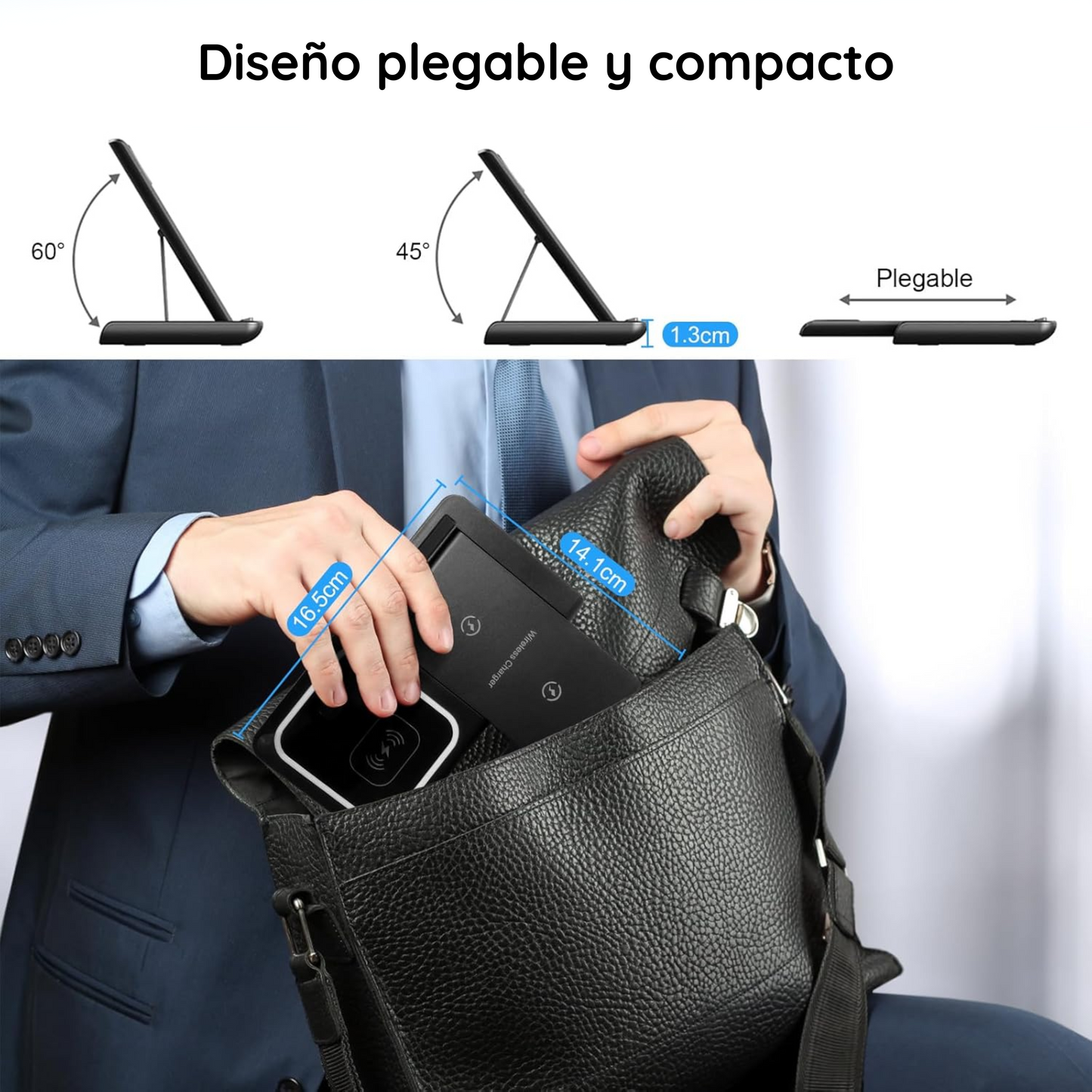 Cargador inalámbrico rápido LED 3 en 1 de 15W